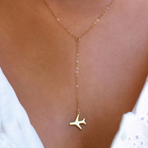 SenGems Jewelry - Jet Airplane Delicate Necklace Gold or Silver Pl